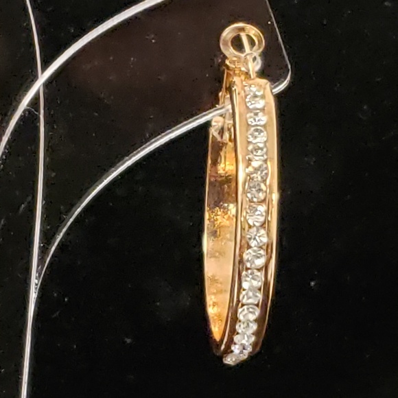 Women's hoop rhinestone earrings - Picture 2 of 8